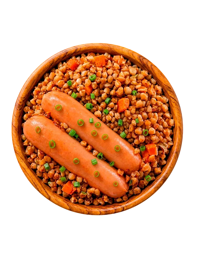 Сосиски с гречкой